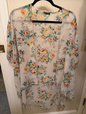 Floral Sheer Kimono Cardigan - Yellow Rose